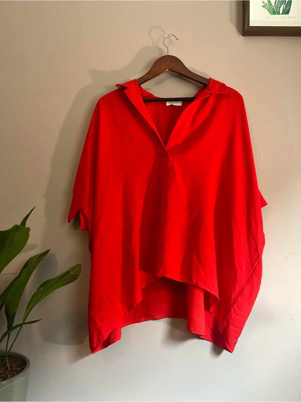 Bright Red MelloDay V-Neck Top Size 2X